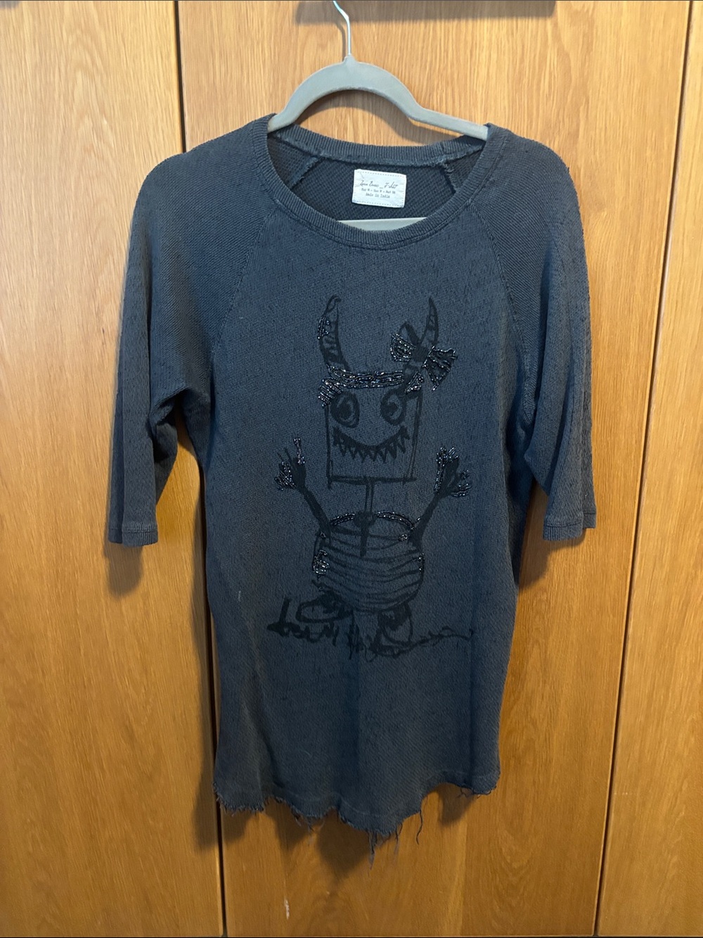 Zara Dark Gray Knit Graphic Monster Sweater